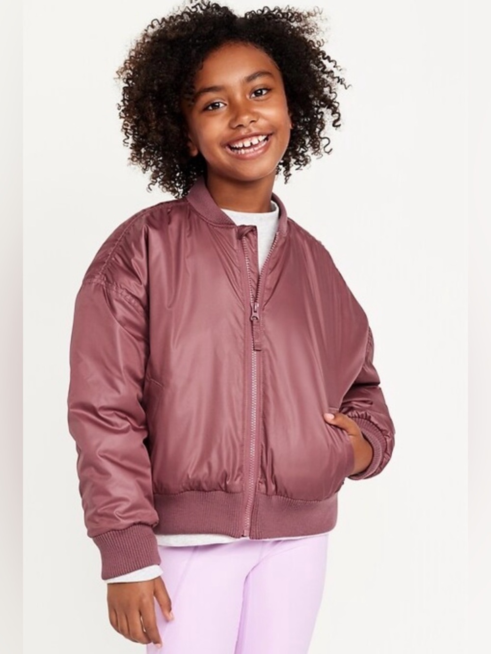 Girls Satin Bomber Jacket - Mauve - size XL (14-16) - ✽ SOLD OUT ONLINE ✽ - Picture 3 of 12